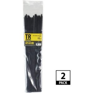 TR Industrial Multi-Purpose UV Resistant Black Cable Ties, 8 inches, 100 Pack