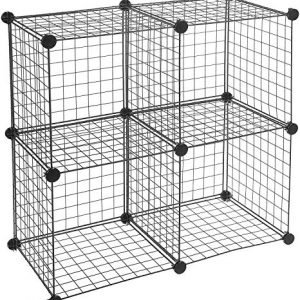 AmazonBasics 4 Cube Grid Wire Storage Shelves, Black