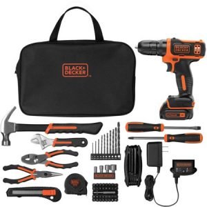 BLACK+DECKER 20V MAX Drill & Home Tool Kit, 68 Piece (LDX120PK),Black/Orange