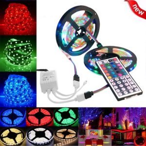 elifine LED Strip Lights, 3528 SMD RGB Color Changing 600LEDs Flexible LED Tape Light Kit