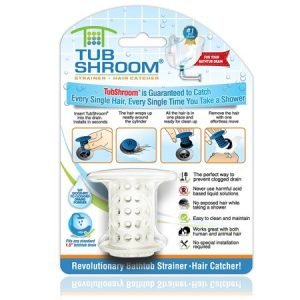 TubShroom The Revolutionary Tub Drain Protector Hair Catcher/Strainer/Snare, White