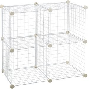 AmazonBasics 4 Cube Grid Wire Storage Shelves, White