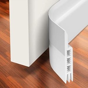 Holikme Door Draft Stopper Under Door Draft Blocker Insulator Door Sweep Weather Stripping Noise Stopper Strong Adhesive White 39" Length,White