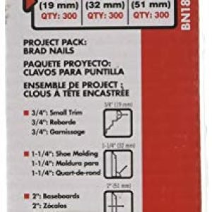 PORTER-CABLE Brad Nails, Project Pack, 18GA, 3/4 Inch - 300, 1-1/4-Inch - 300; 2-Inch - 300, 900-Pack (BN18PP)