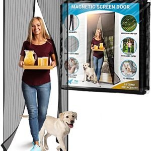 Flux Phenom Magnetic Screen Door - Mesh Net Doorway Magnet Closure Keeps Bugs Out, Lets Cool Air in