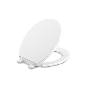 Kohler 4775-0 Brevia Round Toilet Seat with Grip Tight Bumpers, Release, Quick Attach Hardware, Color Matched Hinges, White